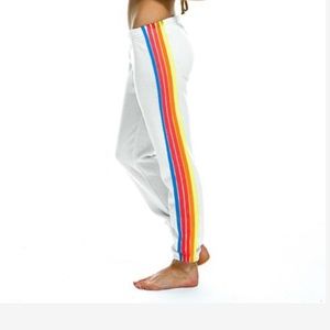 Aviator Nation 5 stripe Neon colors in white